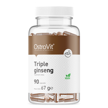 Triple Ginseng, Veganske, 90 kapsler