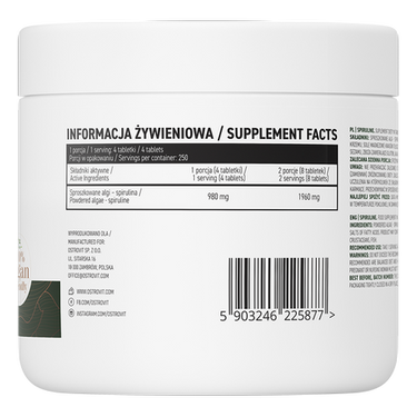 Spirulina, Superfood, Anti-oxidanter, Veganske. 1000 tabletter