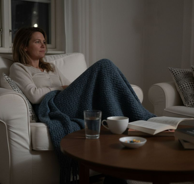 En kvinde tager sine naturlige vitaminer inden hun går i seng.