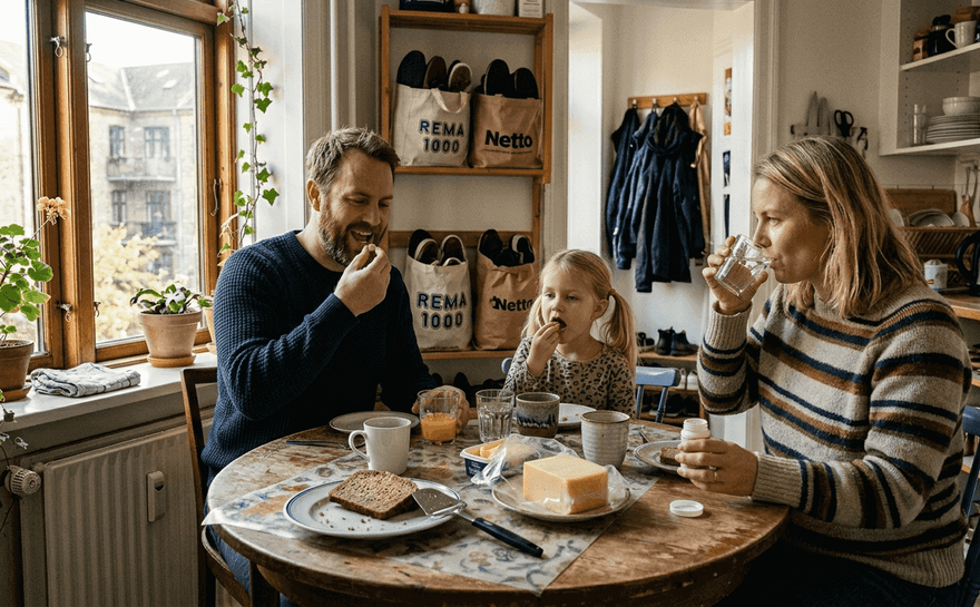 Hos os er det blevet en fast morgenrutine, at hele familien tager deres B12-vitamin sammen med morgenmaden.