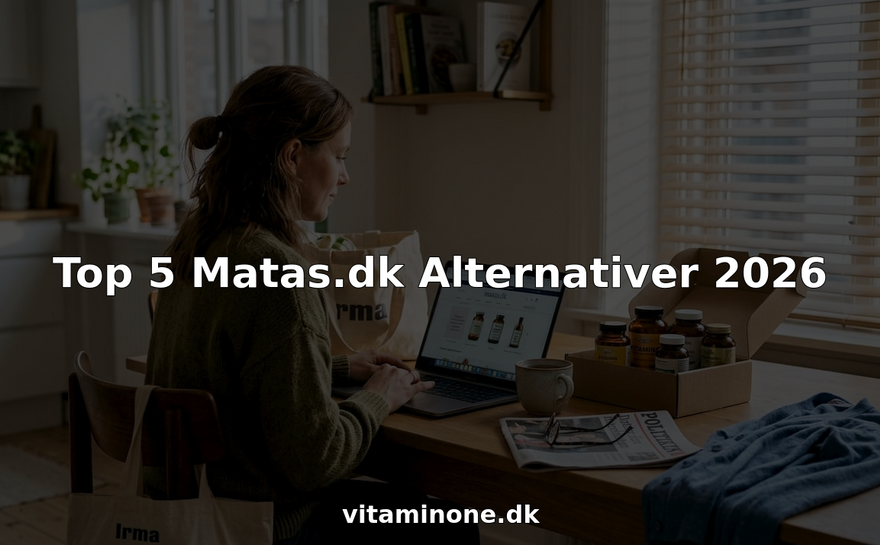 En kvinde sidder derhjemme og bestiller vitaminer på nettet.