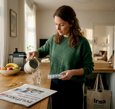 Kvinde gør klar til at tage sit daglige magnesiumtilskud