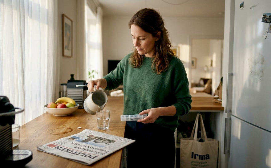 Kvinde gør klar til at tage sit daglige magnesiumtilskud
