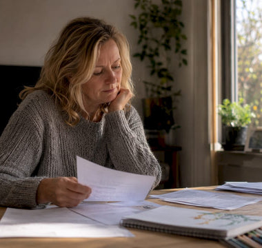 Kvinde gør sig klar til sundhedstjek derhjemme