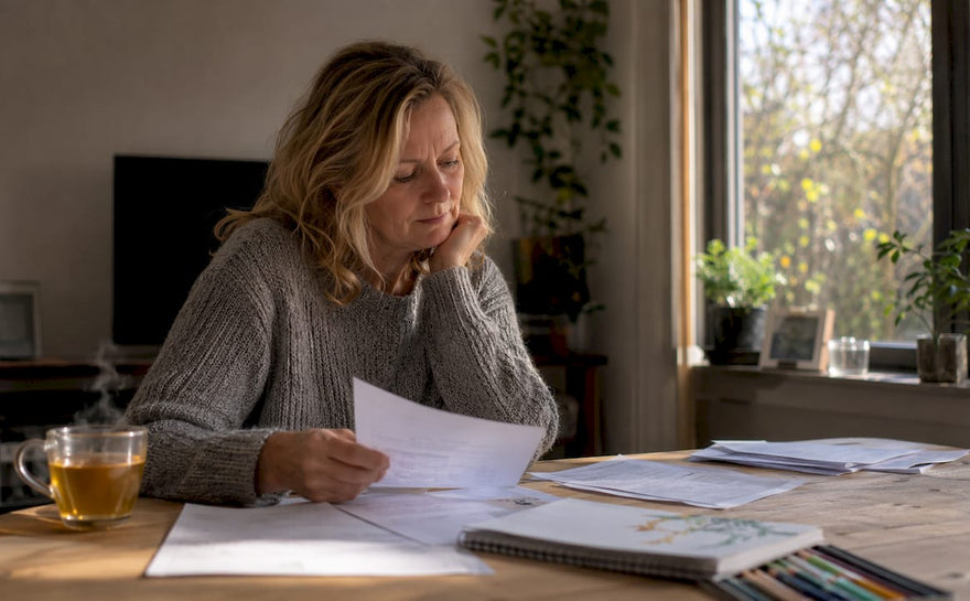Kvinde gør sig klar til sundhedstjek derhjemme