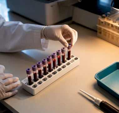 Blodprøver bliver forberedt på diagnostiklaboratoriet