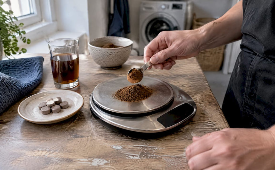 Chaga-tabletter, pulver og flydende ekstrakt