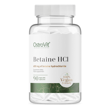 Betaine HCl, Veganske 90 kapsler, Mavesyre-regulerende