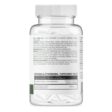 Betaine HCl, Veganske 90 kapsler, Mavesyre-regulerende