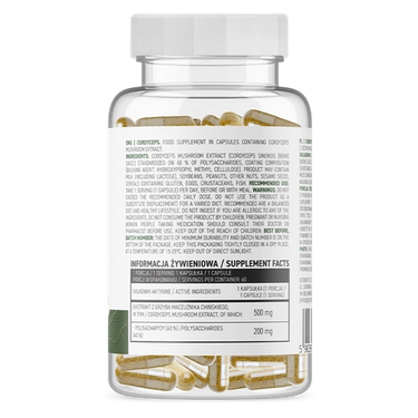 Cordycept Medicinske svampe, Veganske 60 kapsler