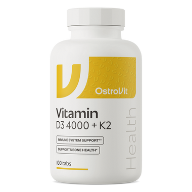 D-Vitamin D3 4000 IU, 100 mcg, + K2. 100 stk. tabletter
