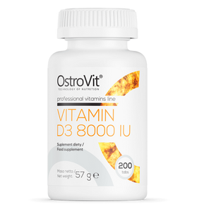 D-Vitamin D3 8000 IU, 200 mcg, 200 stk. tabletter