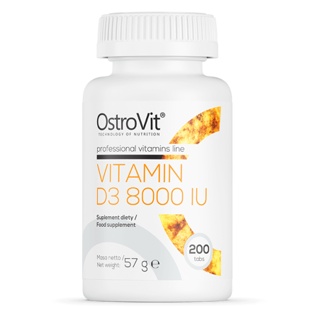 D-Vitamin D3 8000 IU, 200 mcg, 200 stk. tabletter